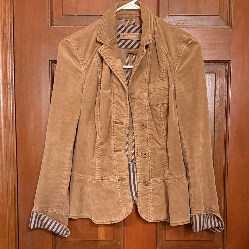 Anthropologie Brown Blazer with Striped Lining